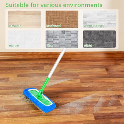 3 Pack Dark Blue Microfiber Mop Pads - Reusable Washable Refills for Wet & Dry Floor Cleaning - Fits Most Standard Mops - Household Cleaning Pads - color: Dark Blue