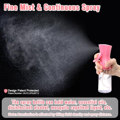 Spray Bottle,Fine Mist Spray for Hair,Ultra-Fine Continuous Spray Bottle for Skincare,Plant Care,Pet Grooming,Cleaning, Refillable Spray Container,Christmas Gift (1Pcs Light Pink 6.8oz) - color: Light Pink