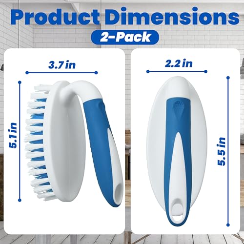Scrub Brush, 2 Pack Household Cleaning Brushes with Stiff Bristles, Scrubbing Brush for Carpet, Shower, Bathtub, Kitchen, Pool Tile, Bathroom Scrubber - size: Large