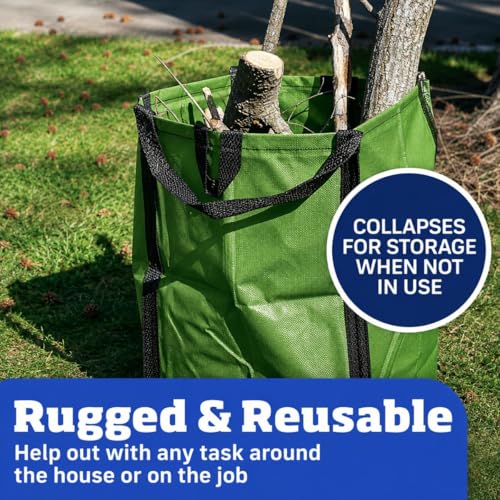 DURASACK Heavy Duty Home and Yard Bags 48-Gallon Reusable Self-Standing Lawn and Leaf Bags Garbage Can with Reinforced Handles, Moss Green - color: Moss Green