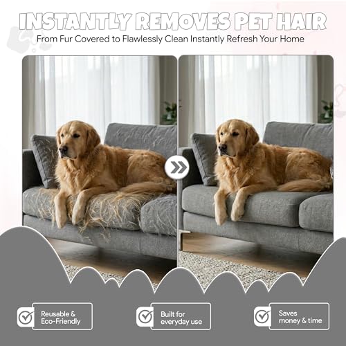 Nexius Pet Hair Removal Glove, Reusable Strong Grooming Fur Remover for Cats & Dogs, Electrostatic Pet Hair Remover| Removes Fur from Furniture, Clothes, Carpets & Car Seats (Grey) - color: Grey, size: Pack 1