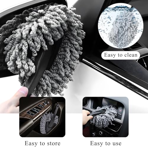 KVAEY 2 PCS Car Dash Duster Brush, Super Soft Microfiber Multi-Functional Car Cleaning Brush, Scratch Free Dash Dusting Tool with a Anti-Skid Handle for Vehicle Home Kitchen Cleaning (Gray) - color: Gray, 2 PCS