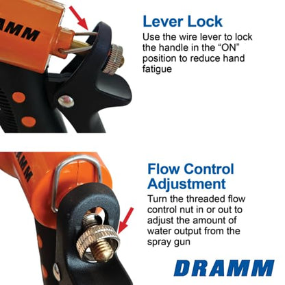 Dramm Revolver Heavy Duty Metal Garden Hose Nozzle – 9 Spray Patterns, High Pressure Jet, Thumb-Control Flow, Ergonomic Grip – Orange - color: Orange, style: 9-Pattern Revolver