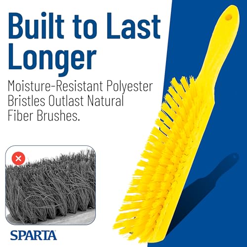 SPARTA 8 Inch Soft Counter Brush with Polyester Bristles and 5 Inch Handle, Color Coded Handheld Broom for Tables Countertops and Foodservice Surfaces, 13 Inch Overall Length, Yellow, Pack of 6 - color: Yellow