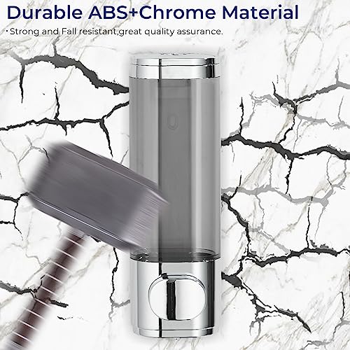 Pollock Shampoo and Conditioner Dispenser Wall Mounted, Shower Soap Dispenser 2 Chamber No Drill, Shampoo Dispenser for Shower, Body Wash Dispenser for Bathroom, Large Capacity, (Silver DG1 Chamber) - color: Silver Dg1 Chamber
