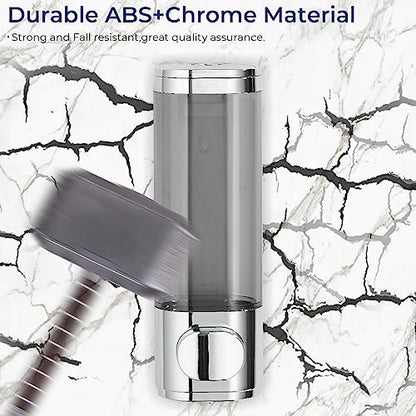 Pollock Shampoo and Conditioner Dispenser Wall Mounted, Shower Soap Dispenser 2 Chamber No Drill, Shampoo Dispenser for Shower, Body Wash Dispenser for Bathroom, Large Capacity, (Silver DG1 Chamber) - color: Silver Dg1 Chamber