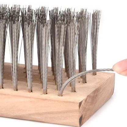 Stainless Steel Wire Scrub Brush for Deck, Concrete, Patio Floor Cleaning, Heavy Duty Bristle Scrubber Broom for Moss Removal(50cm/19.68in) - size: 50cm/19.68in