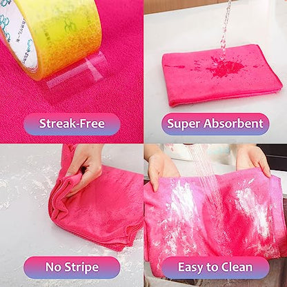 Newwiee 3 Pcs Extra Large Microfiber Cleaning Cloth 30" x 20" Washable Reusable Microfiber Towel Streak Free Lint Free Cloth for Cleaning Home Glass Office Window Bathrooms (Pink,Yellow,Light Blue) - color: Pink, Yellow, Light Blue