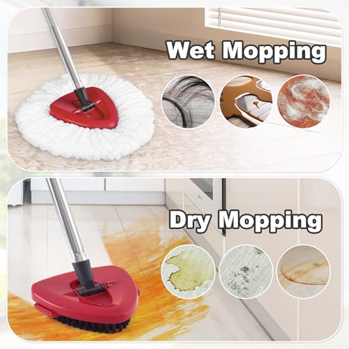Mop Heads Replacement for Ocedar, Mop Replace Head for Ocedar EasyWring 1 Tank, Microfiber Spin Mop Refills, Include 4 Spin Mop Replacement Head Deep Cleaning Machine Washable with 2 Scrubber Mop Head - color: White&green