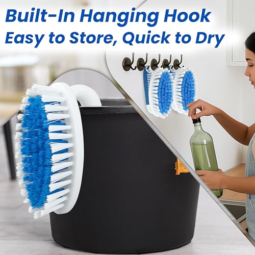 Scrub Brush, 2 Pack Household Cleaning Brushes with Stiff Bristles, Scrubbing Brush for Carpet, Shower, Bathtub, Kitchen, Pool Tile, Bathroom Scrubber - size: Large