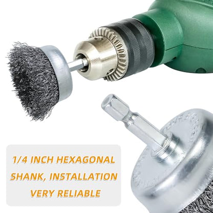 10PCS Wire Cup Brush for Drill, High Carbon Steel Wire Drill Brush with 1/4" Hex Shank, Skilled in Handling Metal and Non-Metal Surfaces - style: cup brush