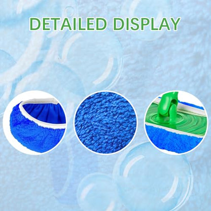 3 Pack Dark Blue Microfiber Mop Pads - Reusable Washable Refills for Wet & Dry Floor Cleaning - Fits Most Standard Mops - Household Cleaning Pads - color: Dark Blue