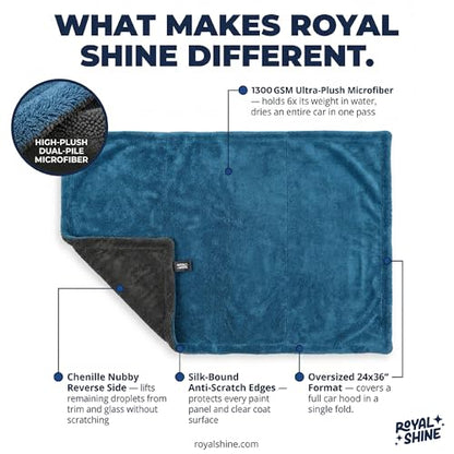 Car Drying Towel | Extra-Large, Ultra Soft & Super Absorbent Double Sided Towel for Drying Cars, Trucks & SUVs - 35" x 24", 1300 GSM | Won’t Leave Streaks, Spots or Scratches