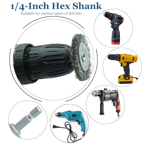8-Pack 2-inch Wire Wheel Brush Set for Drill | 1/4" Hex Shank, Coarse Carbon Steel Crimping, Aggressive Rust Removal, Paint Stripping, Surface Abrasion - style: 2-inch Wheel Brush - 8 Piece