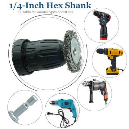 8-Pack 2-inch Wire Wheel Brush Set for Drill | 1/4" Hex Shank, Coarse Carbon Steel Crimping, Aggressive Rust Removal, Paint Stripping, Surface Abrasion - style: 2-inch Wheel Brush - 8 Piece