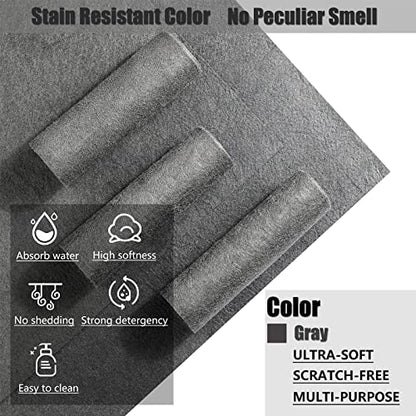 KTT Microfiber Cleaning Cloth, 12" x 16", 8 Pack | Reusable Microfiber Cleaning Cloth, Lint Free, For Home, Window, Mirror Glass and Cars - color: Dark Grey 8p
