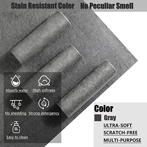 KTT Thickened Magic Cleaning Cloth, 12" x 16", 5 Pack | Reusable Microfiber Cleaning Cloth, Lint Free, For Home, Window, Mirror Glass and Cars - color: Dark Grey 5p