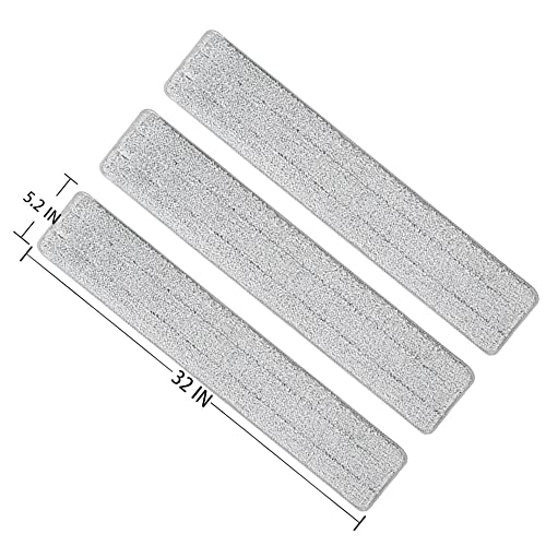 Mop Pads 32 inch Replacement 6 Pack Replacement Refills Washable Microfiber Pads Commercial Reusable Refill Fit for Most Flat Mop Frame - color: 32 in Mop Pads