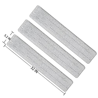Mop Pads 32 inch Replacement 6 Pack Replacement Refills Washable Microfiber Pads Commercial Reusable Refill Fit for Most Flat Mop Frame - color: 32 in Mop Pads