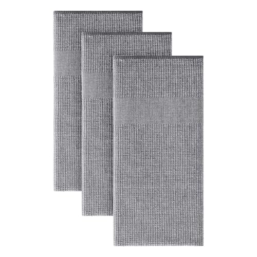 Homaxy Premium Kitchen Towels(18”x 28”, 3 Pack), Large Cotton Kitchen Hand Towels, Flat and Terry Dish Towels, 380 GSM Highly Absorbent Tea Towels Set with Hanging Loop, Grey - color: Grey, style: 3-pack
