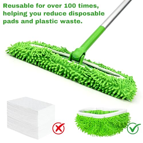 Septo 8Pcs Reusable Microfiber Mop Pads, Replacement Compatible with Sweeper Mop, Refills & Washable Dry Sweeping Cloths for Surface Hardwood Floor Cleaning(Grass Green)