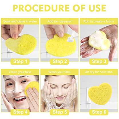 50-Count Facial Sponges Compressed, 100% Natural Cellulose Face Sponge Professional Cosmetic Spa Sponges for Face Cleansing, Exfoliating Mask, Makeup Removal for Travel and Home, Yellow - color: 50- Pack Yellow