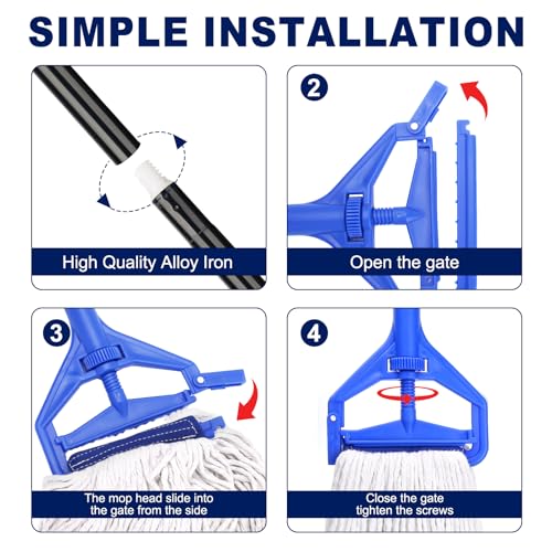 KeFanta 60 Inch Mop Handle Commercial Heavy Duty,Industrial Metal Mop Stick Replacement Quick Change,Wet Mops Head Replacement Holder for Floor Cleaning - size: 1 Pack
