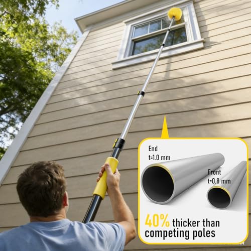 30 Foot High Ceiling Duster Kits with 4.7-24ft Heavy Duty Extension Pole, High Reach Duster for Cleaning,Microfiber Feather Duster,Cobweb Duster,Ceiling Fan Duster,Window Squeegee & Cleaner - size: 24 feet