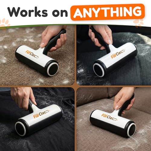 FurClean Pet Hair Removal Roller - Electrostatic Absorption Reusable Lint Rollers for Pet Hair - Cleaning Tool for Furniture, Couch and Carpet - Large Storage Compartment with Easy Disposal