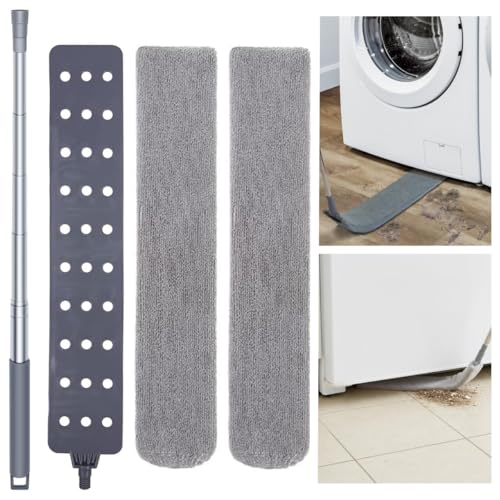Retractable Gap Dust Cleaner with 30-100 Feet Extendable Long Handle and 2 Microfiber Dusting Cloths, Cleaning Duster for Under Appliance Refrigerator Furniture Sofa Bed (Gray) - color: Gray