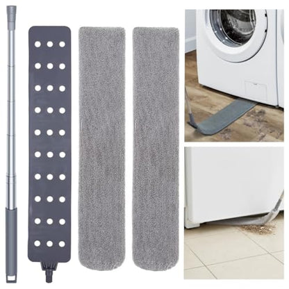 Retractable Gap Dust Cleaner with 30-100 Feet Extendable Long Handle and 2 Microfiber Dusting Cloths, Cleaning Duster for Under Appliance Refrigerator Furniture Sofa Bed (Gray) - color: Gray
