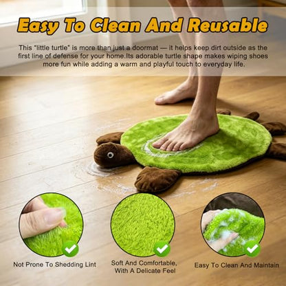 23 Inch Turtle Floor Foot Mop, Hands-Free Microfiber Cleaning Mop with Washable Reusable Pad for Hard Floors, Kitchen, Bathroom, Bedroom, Living Room
