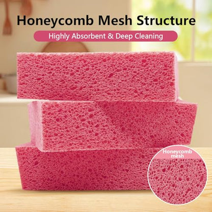 Car Wash Sponges, 3 Pack Extra Thick Large Cleaning Sponge Multi-Purpose for Bathroom Kitchen Bike Boat, Large Size Sponges 4'' X 6'' (Pink) - color: A-pink
