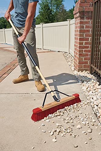 Harper 24 Inch Premium Indoor/Outdoor Wet/Dry, Dirt, Soil, Mulch All-Purpose Push Broom with Semi-Stiff Bristles, Grass and Oil, Wood Handle - style: Premium Indoor/Outdoor Wet/Dry Push Broom