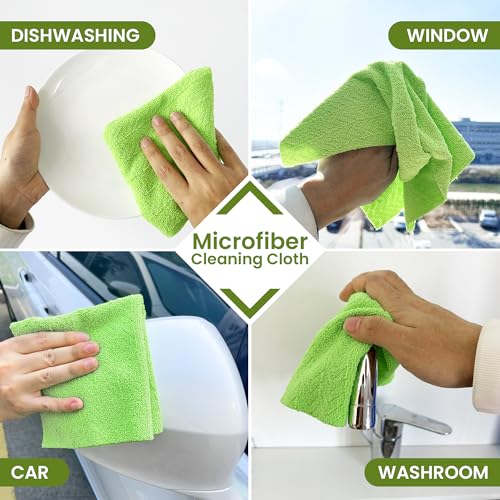 Greenfound Microfiber Cleaning Cloth Roll, 80 Pack Tear Away Towels, Reusable Washable Lint Free Scratch Free Absorbent Cleaning Rags for Kitchen Home Car Window Glass, 11.5 x 11.5 Inch Wave Green - color: Wave Green