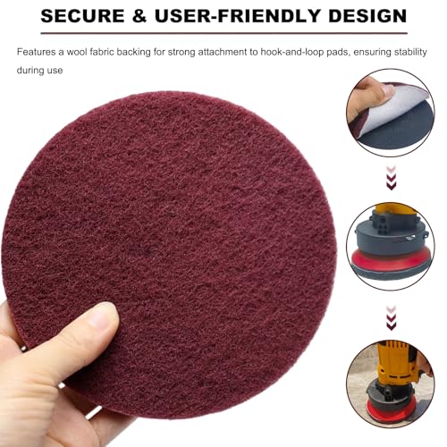 10 Pack 6 Inch 400 Grit Multipurpose Red Scrubber Scouring Pads Flocking Scuff Pads -Hoop and Loop Scuff Pads Conditioning Discs Polishing Pad for Furniture Automotive Cleaning, Rust Removal - style: 400 Grit