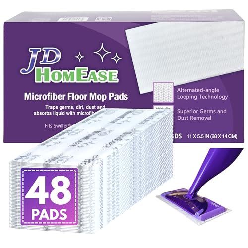 48 Pack Premium Microfiber Replacement Pads for Swiffer WetJet - Super Absorbent, Lint-Free, Durable-11"x5.5", Perfect Fit Swiffer WetJet Mop - Safe on Hardwood, Tile, Vinyl