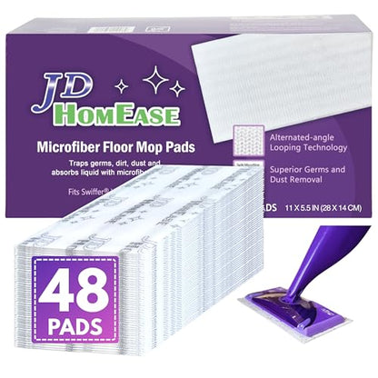 48 Pack Premium Microfiber Replacement Pads for Swiffer WetJet - Super Absorbent, Lint-Free, Durable-11"x5.5", Perfect Fit Swiffer WetJet Mop - Safe on Hardwood, Tile, Vinyl