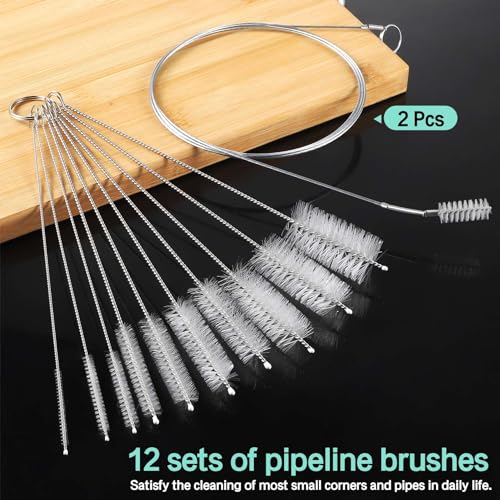 Pipe Cleaner 12 Pcs/Set, Refrigerator Cleaning Tool, Nylon Straw Cleaner Brush, Tube Cleaner Long Pipe Cleaners, Professional Tube Cleaning Brush Set, That Meets Daily Needs
