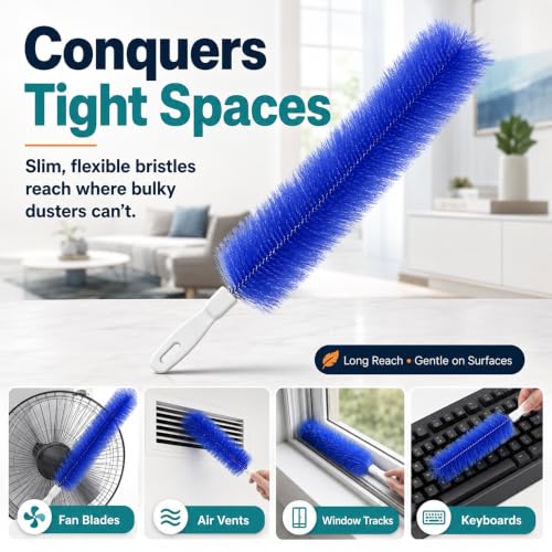 Bendable Microfiber Head, 2026 New Reusable Dust Remover Fan Blades Cleaner Brush, Multi Purpose Washable Brush for Electric Fans Air Conditioning, Home Car Vents, Curtain (2Pcs Gray) - color: 2pcs Gray