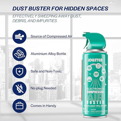 Compressed Canned Air Duster for Computer - iDuster Disposable Electronic Keyboard Cleaner for Cleaning Duster, 2PCS(3.5oz) - size: 3.5oz 2PCS