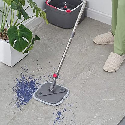 True & Tidy SPIN-800 TrueClean Mop and Bucket System Self Wringing Spin Mop with Separate Compartments for Clean and Dirty Water (Pink) - color: Pink