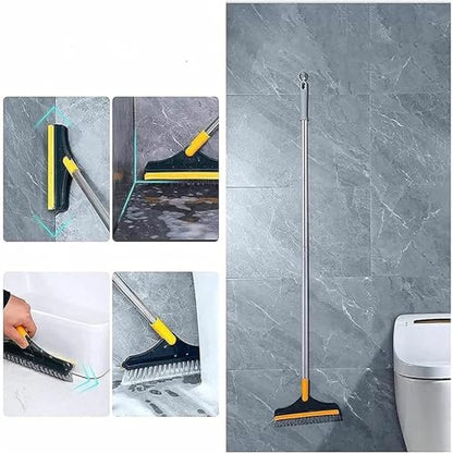 2-in-1 Bathroom Cleaning Brush with Wiper - Long Handle 180° Rotate Toilet Brush, Tiles Cleaning, Floor Scrub for Kitchen and Bathroom Accessories (2 in 1 Tiles Brush)