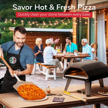 Senwosa 26” Pizza Oven Brush with Stone Scraper - Heat Resistant Stainless Steel Bristles, Extra Long Handle - Compatible with Ooni, Gozney & Similar Ovens - Includes Spare Head - size: 26 inch