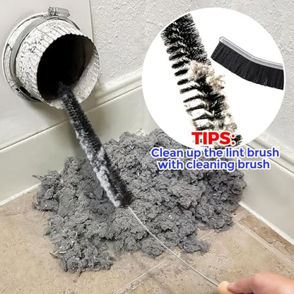 Holikme Dryer Vent Cleaner Kit - Flexible Lint Brush Remover Cleaning Tool | 27.5in flexible 304 steel shaft & nylon bristles, removes lint dust pet hair for vent, fridge coil & tight corners