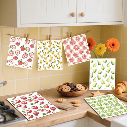 Reusable Swedish Dishcloths for Kitchen, 6PCS Fruit Theme Cellulose Sponge Paper Towels Washable, Absorbent Fast Drying Swedish Dish Cloth for Home Cleaning - style: Fruit