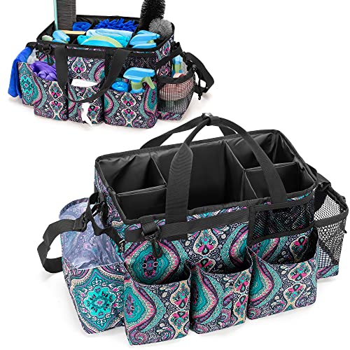 LoDrid Wearable Cleaning Caddy Bag with 4 Foldable Dividers, Cleaning Supply Organizer with Shoulder Strap and Side Handles for Cleaners & Housekeepers, Totem - color: Totem
