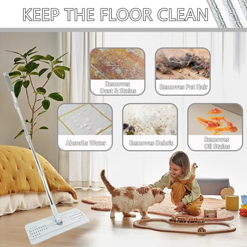 12 Pack Microfiber Mopping Pads Compatible with JOYMOOP, Libman, Oshang Flat Mop and Most 13"X5" Flat Floor Mop, Reusable & Washable Microfiber Cleaning Pads