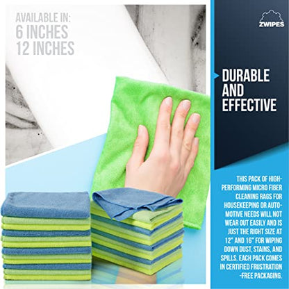 Zwipes 735 Microfiber Towel Cleaning Cloths, 12 Pack - size: 12-pack