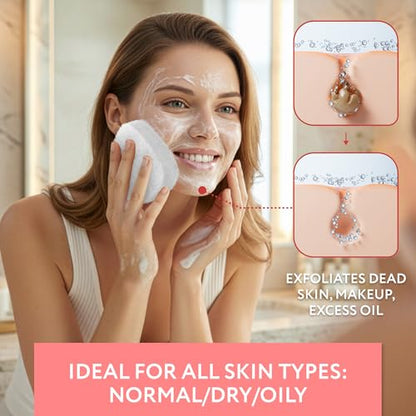 IMPRESA Facial Exfoliating Pads - Deep Cleansing Facial Sponges - Daily Exfoliation Face Scrubbers - Extra Thick Face Sponge - White, Pack of 10 - color: White, size: Thick